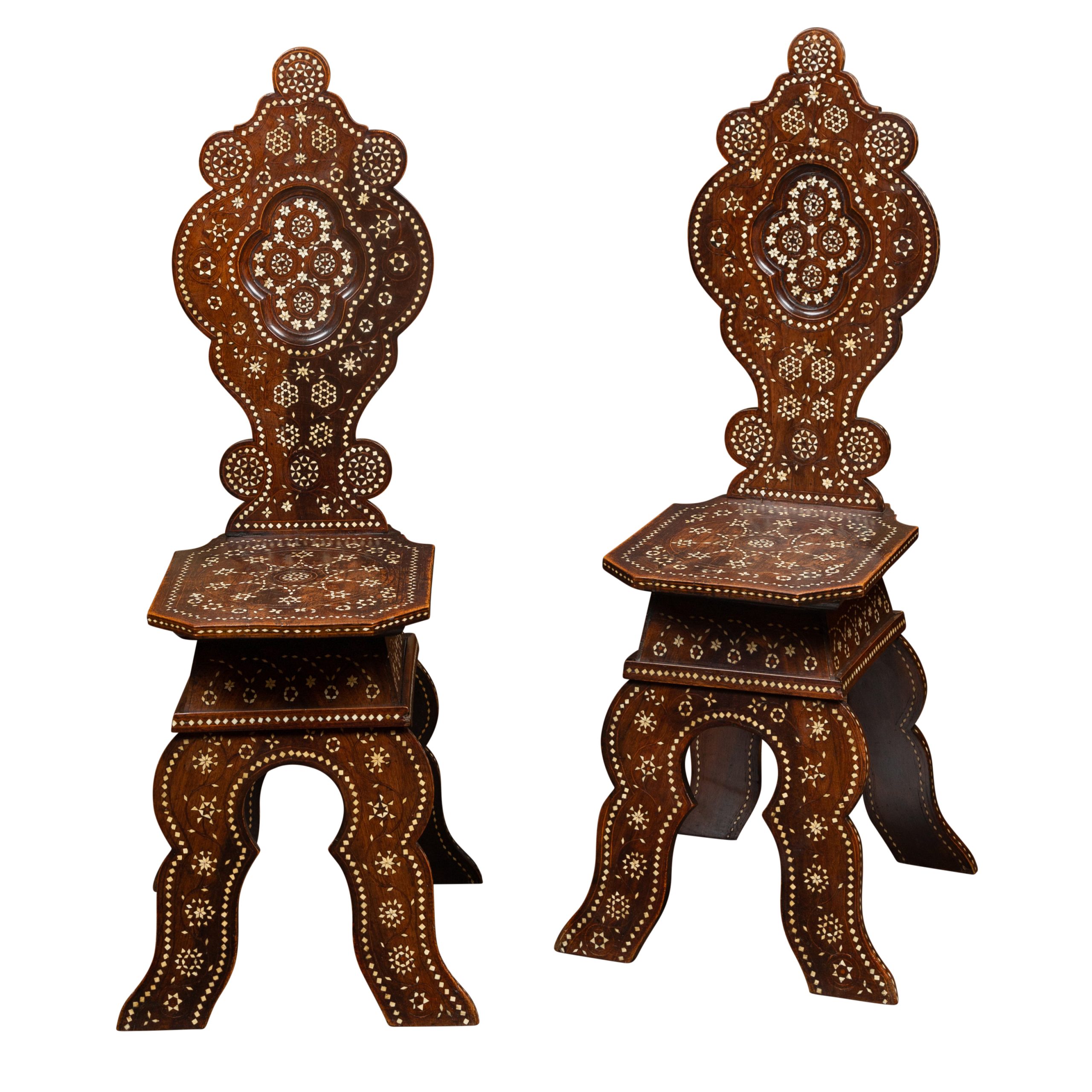 Pair of Moroccan hall chairs